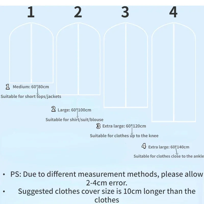 Cloth Cover / Garment Cover/ shirt cover (100cm)/ suit cover (100cm)/ coat cover (120cm)/ top t shirt cover (80cm)/ long dress cover (140cm)